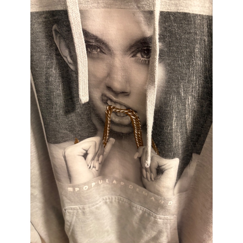 Popular Demand Mens Graphic Hoodie Gray Biting Chain Photo Print Sweatshirt L - Picture 2 of 4